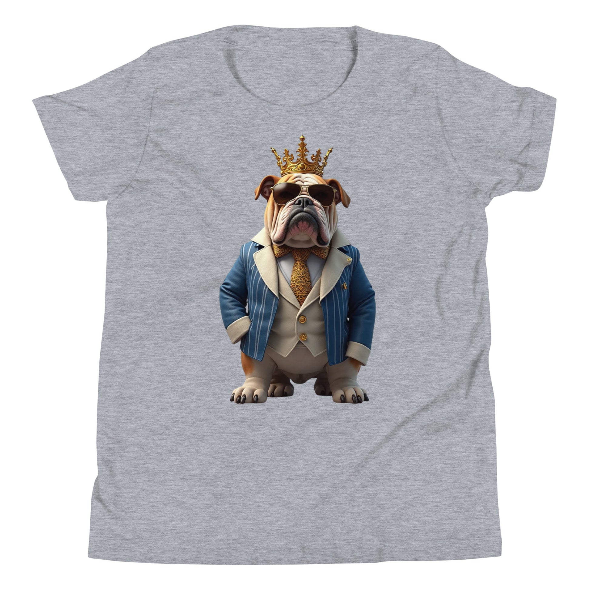 Youth Short Sleeve T-Shirt - Crown King Bulldog Youth Short Sleeve T-Shirt – For Future Elite Leaders by printfluence.net