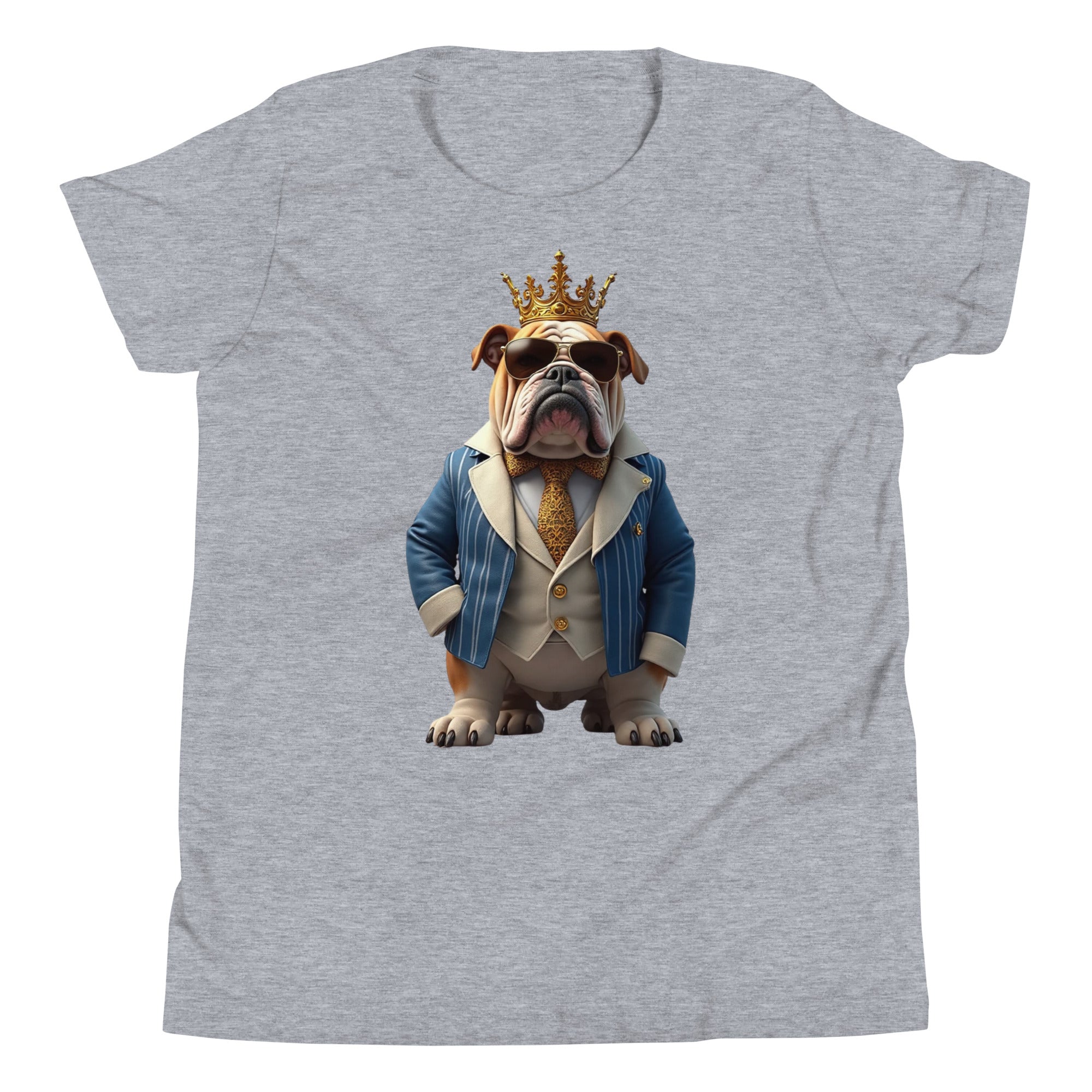 Youth Short Sleeve T-Shirt - Crown King Bulldog Youth Short Sleeve T-Shirt – For Future Elite Leaders by printfluence.net