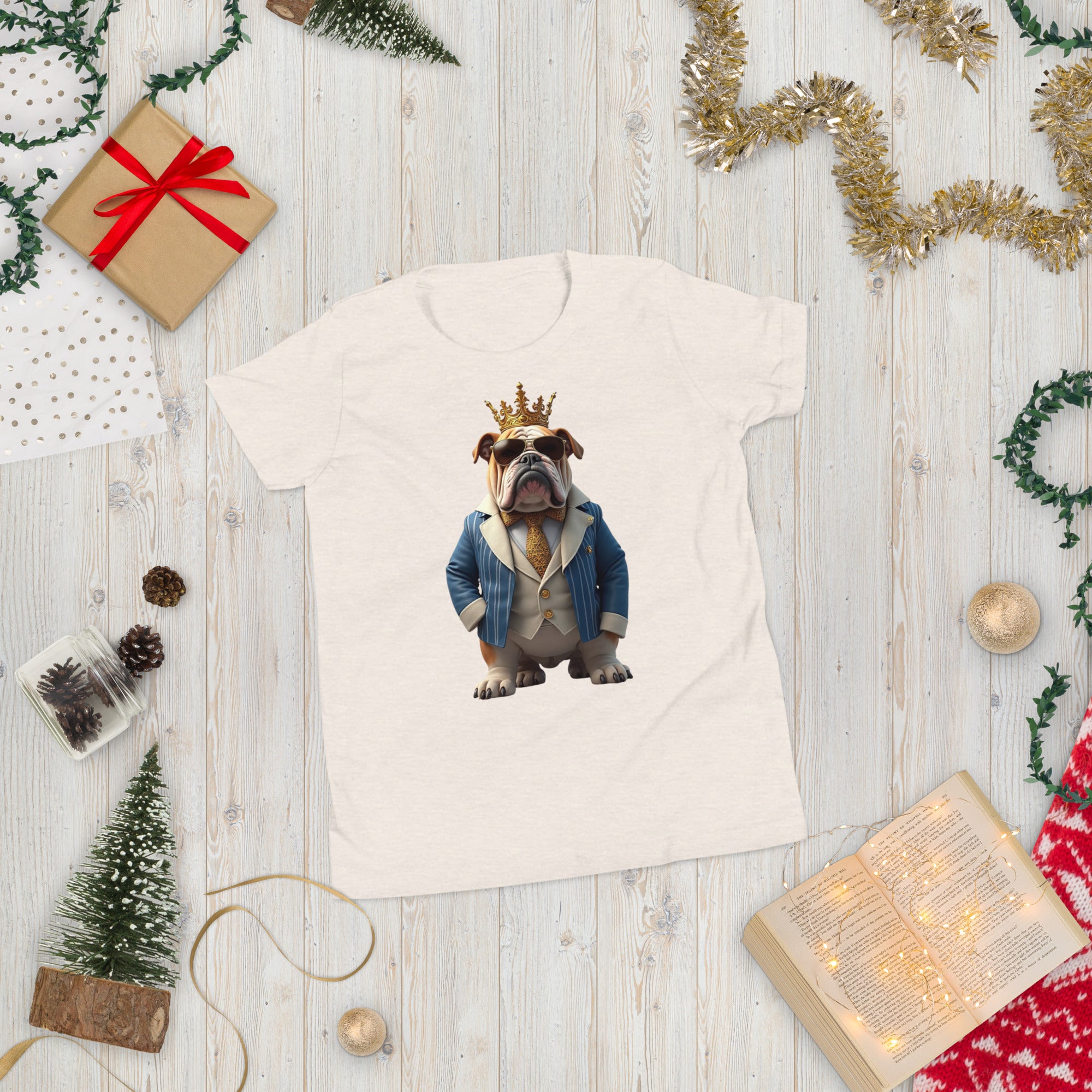 Youth Short Sleeve T-Shirt - Crown King Bulldog Youth Short Sleeve T-Shirt – For Future Elite Leaders by printfluence.net