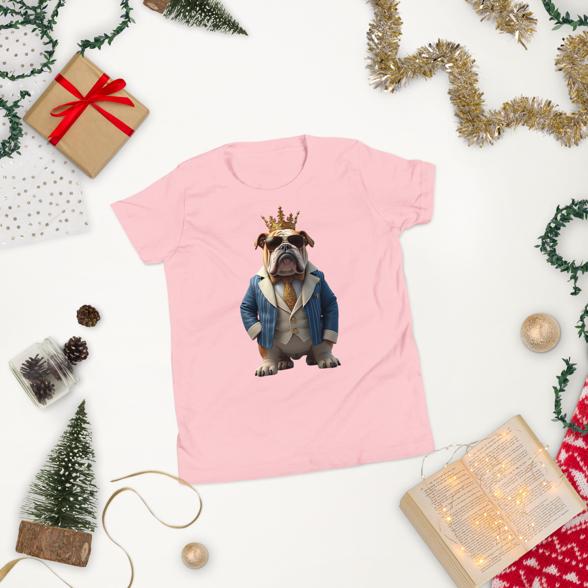 Youth Short Sleeve T-Shirt - Crown King Bulldog Youth Short Sleeve T-Shirt – For Future Elite Leaders by printfluence.net