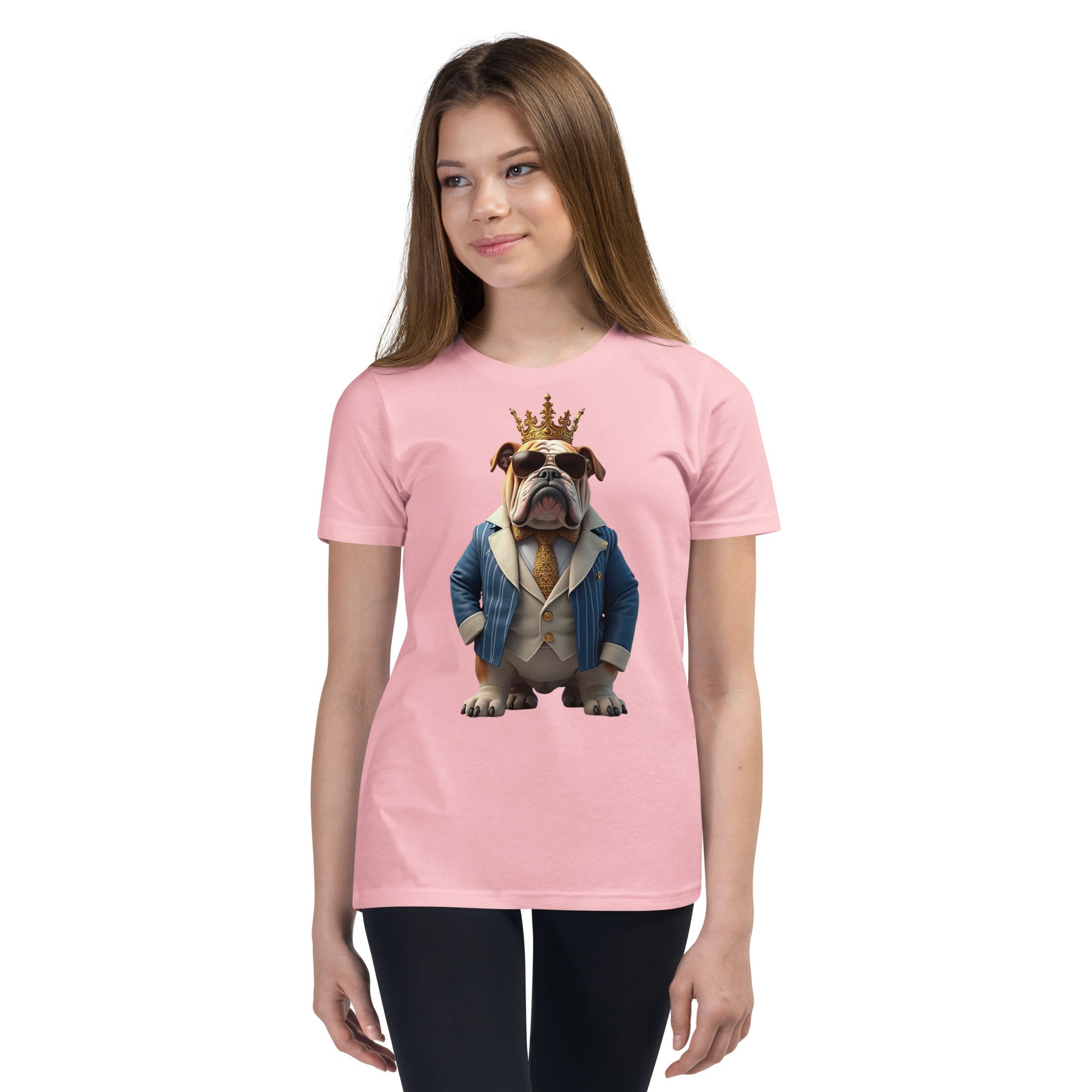 Youth Short Sleeve T-Shirt - Crown King Bulldog Youth Short Sleeve T-Shirt – For Future Elite Leaders by printfluence.net