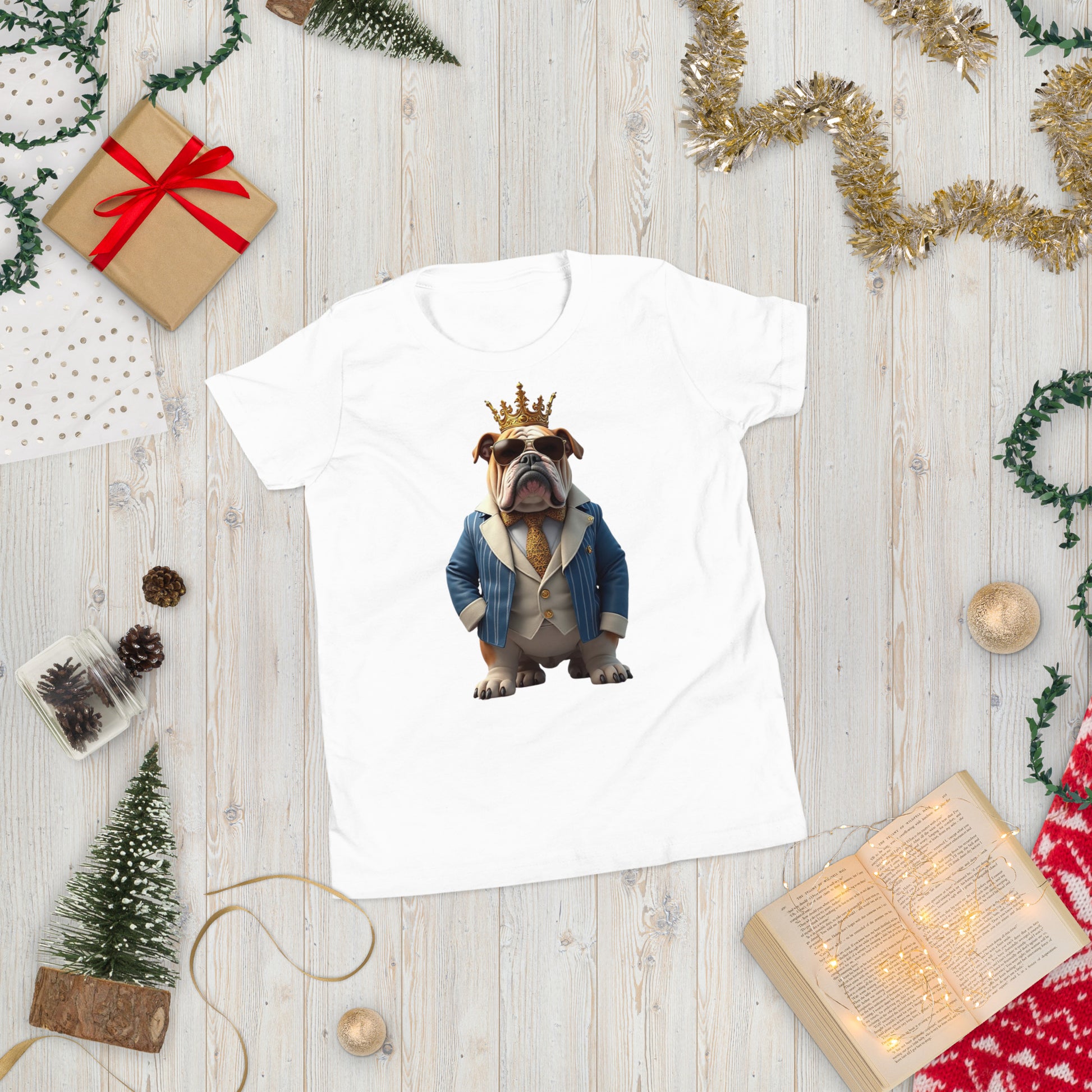 Youth Short Sleeve T-Shirt - Crown King Bulldog Youth Short Sleeve T-Shirt – For Future Elite Leaders by printfluence.net