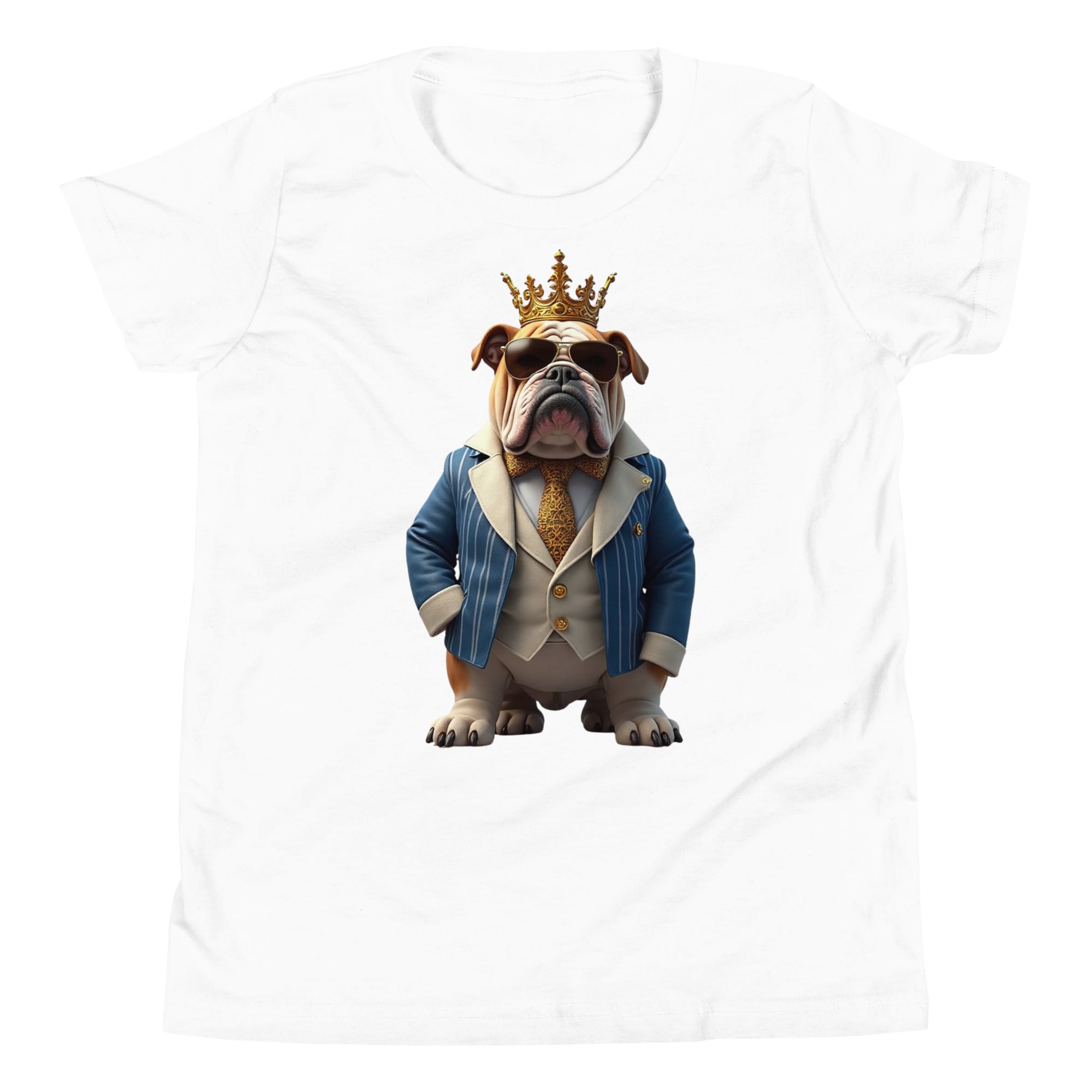 Youth Short Sleeve T-Shirt - Crown King Bulldog Youth Short Sleeve T-Shirt – For Future Elite Leaders by printfluence.net